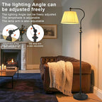 Floor Lamp with Fabric Shade,12W Smart Remote and Bluetooth Dimmable, Standing Lamps for Living Room Corner Bedroom Bedside Farmhouse Office,Modern Rustic Vintage Tall Reading Light
