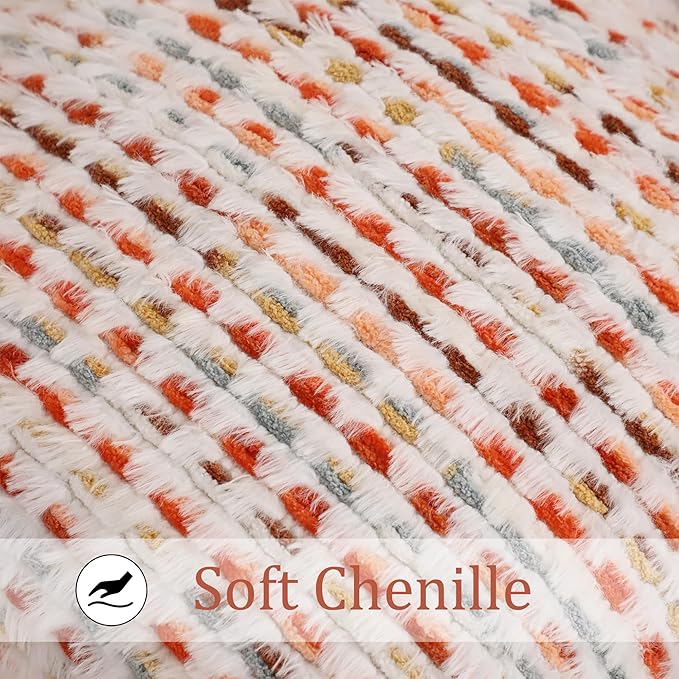 LUOYEHK Boho Throw Pillow Covers 12x20 Inch Set of 2 Chenille Tufted Pillowcase Farmhouse Neutral Cushion Covers for Couch Sofa Bed Living Room, Orange Red
