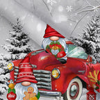Farmhouse Christmas Shower Curtain, Farm Red Xmas Truck Christmas Tree Cute Gnome Winter Forest Shower Curtains Set, Holiday Bathroom Decor Fabric Machine Washable with Hooks, 72 x 72 Inches