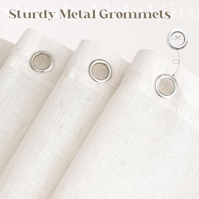Cream Shower Curtain 66 Inches Long Linen Neutral Ivory Shower Curtain for Bathroom Earth Tone Boho Shabby Chic Country Cloth Drapes Basement Bathroom, 72x66