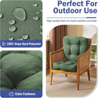 Outdoor Chair Cushions Set of 2, Patio Chair Cushions with Ties, 19x19+5” Tufted Outdoor Seat Cushions, Waterproof Patio Furniture Cushions, Outdoor Dining Chair Pads, Forest Green