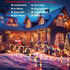 24 Pack Christmas Candy Cane Lights, Christmas Decorations Outdoor Waterproof with 8 Lighting Modes & Memory Function, Plug in Pathway Light for Outside Path Walkway Party Garden Yard Patio Xmas Decor