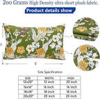Decorative Throw Pillow Covers Set of 2 Green Pillow Covers 12x20 inch Soft Short Plush Square Freesia Floral Throw Pillows,Farmhouse Outdoor Pillow Covers for Couch Sofa Bed Living Room