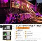 Halloween String Lights Plug in,33FT 100 LED String Lights with 8 Modes & Timer, Halloween Decorations for Party Carnival Supplies, Outdoor Indoor Yard Garden Decor,Orange