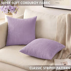MIULEE Winter Pack of 2 Corduroy Pillow Covers Soft Soild Cushion Cases Decorative Square Throw Pillow Covers Lavender Pillowcases for Sofa Bedroom Car 18 x 18 Inch 45 x 45 Cm