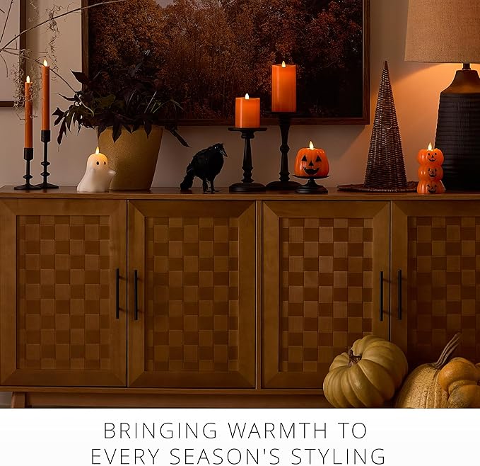 Luminara Flickering Flameless LED Candle, Battery Operated with Timer Function, Russet Orange Pillar 3"x 4.5" Inch, Real Wax Unscented Fall Home Indoor Decor, Remote Ready (Sold Separately),Melted Top