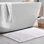 Savi Home Bath Mat Rug 17"x24" White, 100% Pure Cotton, Super Soft Bath Rugs, Plush & Absorbent, Hand Tufted Heavy Weight Construction, Full Reversible Step Out Rugs
