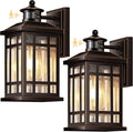 Adjustable Sensitivity Motion Sensor Outdoor Lights, 2 Packs Oil Rubbed Bronze Exterior Lighting Fixtures with Gold Trim, ORB Outdoor Garage Lights Wall Mount for House, Garage, Doorway, Coach