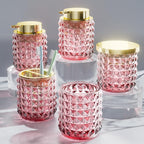 Bathroom Set Pink Bathroom Accessories Set Glass Bathroom Accessories Pink Bathroom Accessory Diamond Soap Dispenser and Toothbrush Holder Sets for Bathroom Decor
