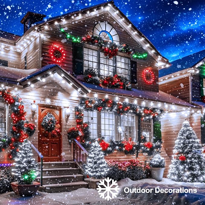 echosari 200 LED 66ft Battery Powered Christmas Lights, String Lights with Remote Timer, Outdoor Fairy String Lights Waterproof for Home Garden Party Christmas Trees Decoration (Cool White)