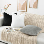 Pallene Faux Fur Plush Lumbar Throw Pillow Covers 12x20 Set of 2, Luxury Soft Fluffy Cozy Decorative Pillow Covers for Sofa, Couch, Living Room, Black