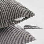 MIULEE Timeless Neutral Pillow Covers 20x20 Inch Set of 4 Mid Century Modern Grey Throw Pillows Rustic Corduroy Couch Pillowcases Nordic Home Decor for Sofa Living Room Bed