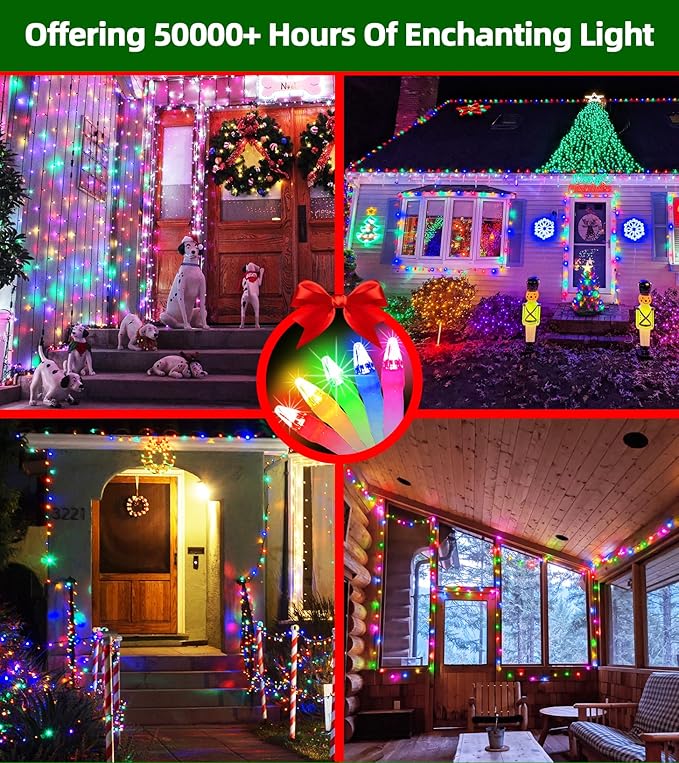 300LED Chrstmas Lights, 75ft Indoor Outdoor Christmas String Lights with 12 Modes, Multicolor ChristmasTree Lights with Timer Dimmable Connectable for Fence Garden Wedding Party Decor Multicolor