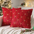MIULEE Christmas Pillow Covers 18x18 Inch Set of 2, Red Christmas Tree Plush Faux Fur Pillowcases Soft Decorative Throw Pillow Cases for Couch Sofa Living Room Winter Xmas Holiday Home Decor