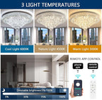 Modern Chandeliers for Living Room Crystal Ceiling Light Fixture LED Dimmable Lamp with Remote Pendant Lighting Flush Mount Ceiling Lighting for Dining Room Bedrooms