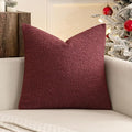 MIULEE Textured Boucle Throw Pillow Cover Christmas Burgundy Red Accent Solid Eruo Sham Pillow Case Decorative Soft Pack of 1 Couch Cushion Chair Sofa Bedroom Livingroom Home Decor,24x24 Inch