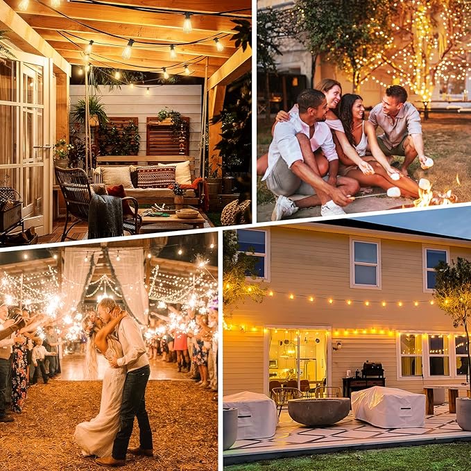 Bosceos Solar Outdoor String Lights Waterproof, 80FT Solar Powered String Lights for Outside with Shatterproof Bulbs, Dimmable ST38 LED Lights String, Patio Hanging Lights for Backyard Garden Party