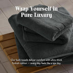 Brooklinen Super-Plush Turkish Cotton Bath Towel Set - Includes 4 Bath Towels Cotton, 820 GSM, Highly Absorbent, Machine Washable, Perfect for Home & Bathroom (Slate Grey)
