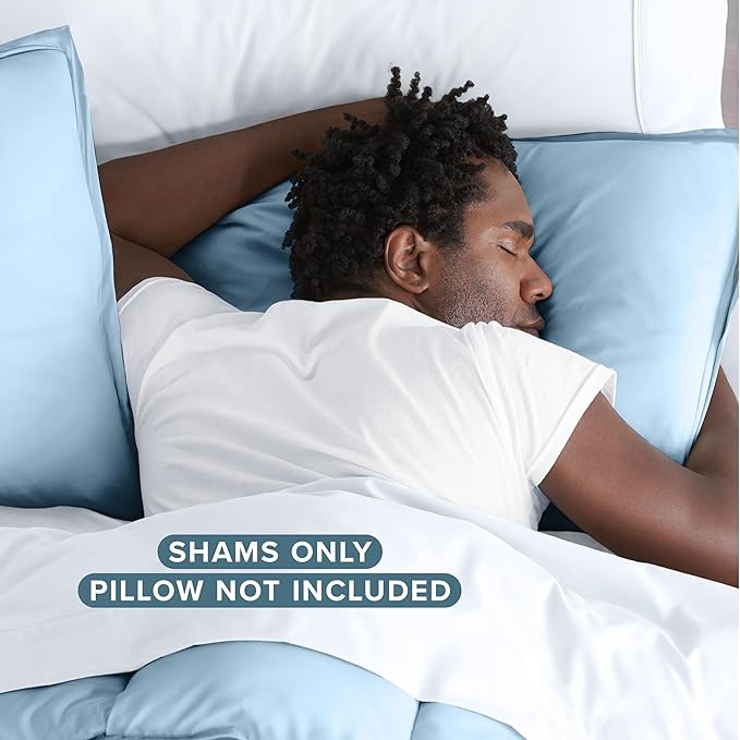 Bare Home Standard Pillow Sham Covers - Set of 2 - Premium 1800 Ultra-Soft Microfiber - Double Brushed - Stain & Fade Resistant - Bed Pillow Shams - Pillows Not Included (Set of 2, Light Blue)