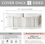 BlissBlush Large Body Pillow Cover for Bed 20x54 Gray Boho Accent Oversized Long Pillowcase for Bedroom Neutral White Decorative Cushion Farmhouse Home Décor (Cover ONLY, Pack of 1)