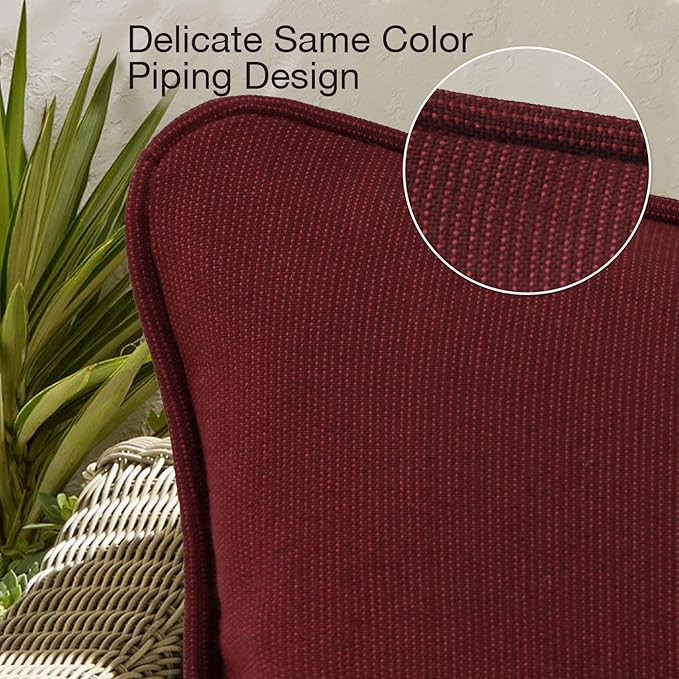 Outdoor Sunbrella Decorative Throw Pillow Covers Only, Pack of 4, 17"x17" & 20"x12" Water Repellent Replacement Lumbar Pillow Case for Patio, Couch, Sofa and Patio Furniture, Spectrum Ruby