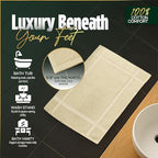 Pearl Linens Pack of 2 100% Cotton Bath Mat 20x30 inches, Soft & Absorbent Quick Dry Bathroom Mat Set, Not Bathroom Rugs, After Shower Mat, Bath Tub Mat, 687 GSM, Machine Washable, Beige