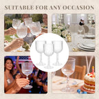 Plastic Wine Glasses 9oz Set of 24, Crystal Clear Ribbed Vintage Goblets Unbreakable Reusable BPA-Free Stemmed Drinking Glasses for Parties, Weddings & Events