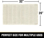H.VERSAILTEX Upgraded Waffle Bath Mat Super Absorbent Bathroom Mats Non Slip Bath Rugs for Bathroom Floor Machine Washable Dry Fast Bathroom Rugs for Beside Tub, 20" x 32", Ivory