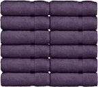 Luxury Hotel & Spa Collection Highly Absorbent, 100% Turkish Cotton 700 GSM, Eco Friendly Towel, for Bathroom, Gym and Kitchen Dobby Border Soft Towel Set (Plum, Wash Cloths - Set of 12)