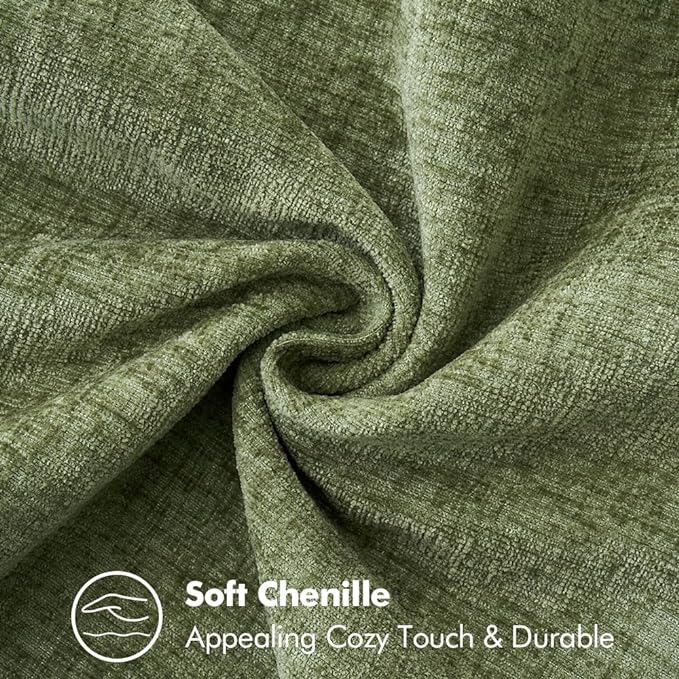 MIULEE Pack of 2 Couch Throw Pillow Covers 22x22 Inch Sage Green Farmhouse Decorative Pillow Covers with Stitched Edge Soft Chenille Solid Dyed Spring Pillow Covers for Sofa Bed Living Room