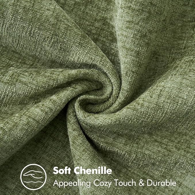 MIULEE Pack of 2 Couch Throw Pillow Covers 12x20 Inch Sage Green Farmhouse Decorative Pillow Covers with Stitched Edge Soft Chenille Solid Dyed Spring Pillow Covers for Sofa Bed Living Room