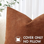 MIULEE Pack of 2 Decorative Throw Pillow Covers Soft Chenille Throw Pillows Solid Textured Fall Cushion Covers for Couch Sofa Bedroom Living Room 20x20 Inch, Dark Rust