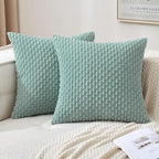 MIULEE Pack of 2 Decorative Throw Pillow Covers 18x18 Inch Soft Boho Striped Textured Corduroy Pillow Covers Modern Farmhouse Home Decor for Couch Bed Sofa Living Room Turquoise