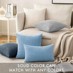 MIULEE Winter Pack of 2 Corduroy Pillow Covers Soft Soild Cushion Cases Decorative Square Throw Pillow Covers Baby Boy Blue Pillowcases for Sofa Bedroom Car 18 x 18 Inch 45 x 45 Cm