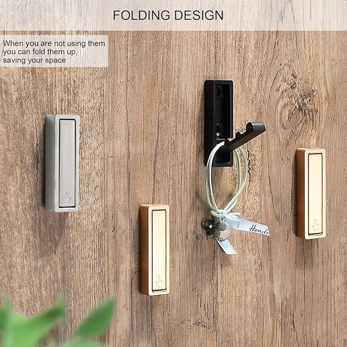 Foldable Coat Hooks 2 Pack,Heavy Duty Wall Hooks for Hanging Coats Towels Backpacks Bags Brushed Nickel Towel Hooks for a Functional Home (Brushed Nickel, 2)