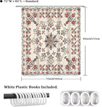 Boho Shower Curtain Floral Pattern Fabric Curtain for Bathroom Plant Theme Religion Floral Shower Curtain Sets Waterproof Decor 72x84Inch