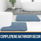OLANLY Bathroom Rugs 59x20, Extra Soft Absorbent Chenille Bath Rugs, Rubber Backing Quick Dry, Machine Washable Bath Mats for Bathroom Floor, Tub and Shower, Home Decor Accessories, Airy Blue