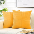 Fancy Homi 2 Packs Gold Yellow Euro Decorative Throw Pillow Covers 26x26 Inch for Couch Bed Sofa, Rustic Farmhouse Boho Home Decor, Soft Corss Corduroy Patchwork Textured Square Cushion Case 66x66 cm