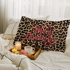 JINYO Leopard Print Merry Christmas Pillow Covers 12x20, Leopard Christmas Home Decor, Trendy Xmas Cheetah Holiday Lumbar Pillow Covers for Home Living Room Bedroom Sofa Couch