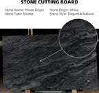 Koville African Natural Marble Cutting Board for Kitchen, 11inch Round Hand Crafted Marble Slab for Cheese, Charcuterie, Pastry Board - Wedding Gift, House Warming Gift(Monte Grigio)