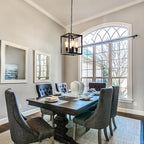 Black Chandelier Dining Room Light Fixtures,4-Light Farmhouse Chandelier Metal Cage Hanging Pendant Lighting Adjustable Height,Industrial Hanging Lights for Kitchen Island Dining Room Hallway Foyer
