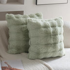 Neelvin Green Faux Fur Cozy Soft Double-Sided Decorative Throw Pillow Covers 22x22 inch Set of 2,Velvet Pillowcase Cushion Case for Sofa Couch