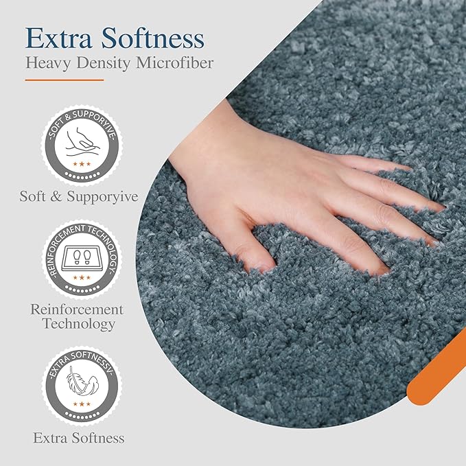 Walensee Slate Bath Mat (24 x 40), High Pile, Microfiber, Rubber Back - Extra Soft, Absorbent, Non-Slip, Machine Washable Bathroom Rug