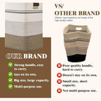 Laundry Hamper, 95L Tall Laundry Basket with Leather Handles, Rectangle Large Clothes Hamper for Organizing, Cotton Woven Laundry Baskets Storage Hampers for Bedroom, Nursery, Living Room