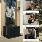 DAVYMAT ~ Transforming Doormat Package Locker/Anti-Theft Lockable Outdoor Parcel Safe/Secure Collapsible Porch Storage/Large 26x18x15" Capacity