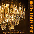 3-Tier Black Gold Crystal Chandelier 5-Light 15’’ Modern Crystal Pendant Chandelier Ceiling Light Fixture Hanging Lighting for Kitchen Island Dining Room Foyer Entryway Bedroom