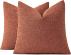 MIULEE 18x18 Inch Decorative Pillow Covers for Couch Bed Set of 2 Textured Boucle Neutral Winter Throw Pillows Burnt Orange Accent Solid Cushion Pillowcases Sofa Livingroom Home Decor