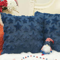 GEEORY 4TH of July Stars Soft Plush Pillow Covers, 16 x 16 Inch Set of 2, Fluffy Faux Fur Wool Decorative Farmhouse Cushion Case for Sofa Home Decoration Blue Little Star GC028-16