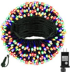Extra Long 132ft Christmas Decorative Mini Lights, 400 LED Green Wire Fairy Starry String Lights Plug in, Timer & Memory & 8 Modes, for Indoor Outdoor Xmas Tree Wedding Party Decoration, Multicolor