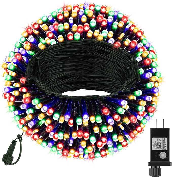 Extra Long 132ft Christmas Decorative Mini Lights, 400 LED Green Wire Fairy Starry String Lights Plug in, Timer & Memory & 8 Modes, for Indoor Outdoor Xmas Tree Wedding Party Decoration, Multicolor
